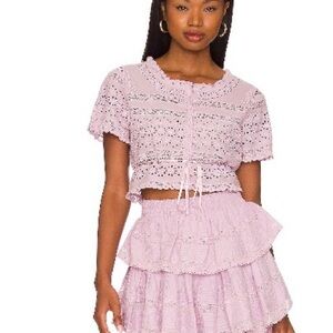 Love Shack Fancy Farley Crop Top in Wisteria